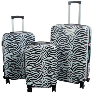 Borg Living Kuffertsæt - 3 Stk. - Kuffert med motiv - Zebra - Hardcase letvægt kuffert med 4 hjul