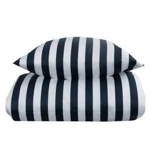 By Night Sengetøj - 100% bomuldssatin - Nordic Stripe - Mørkeblå striber