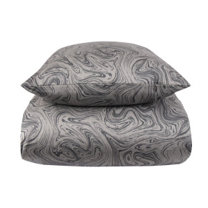 Borg Living Sengetøj - Bomuldssatin - Gråt marble print