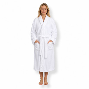 Nordstrand Home Morgenkåbe str. L/XL - 100% blød fleece - Hvid