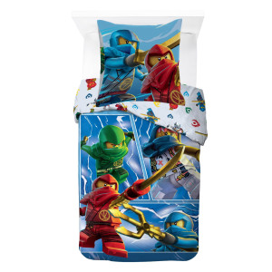 Licens LEGO Ninjago sengetøj - 100% bomuld - Børnesengetøj 140x200 cm - LEGO sengetøj - Lloyd, Kai, Jay og Zane