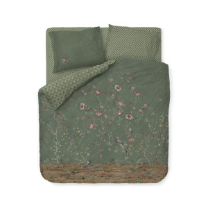 Pip Studio Blomstret dobbelt sengetøj 200x220 cm - Grønt vendbart sengesæt i 100% blød bomuld - Okinawa green -  sengelinned