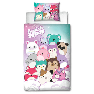 Licens Squishmallows sengetøj - 150x210 cm - Squishmallows 2 i 1 sengesæt - 100% bomuld