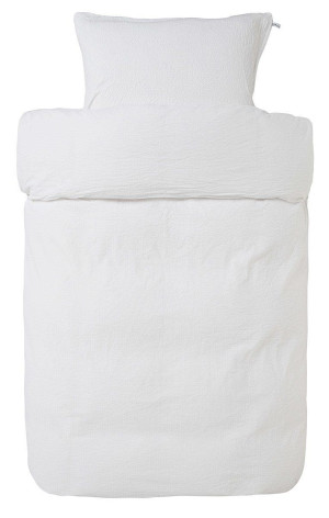 H&oslash;ie Of Scandinavia Baby sengetøj 70x100 cm - Bæk og Bølge - 100% bomulds krep - Ensfarvet hvid
