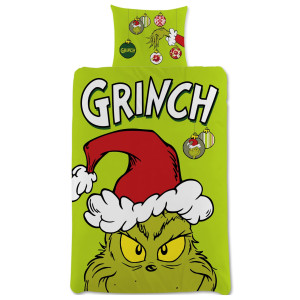 Licens Grinch sengetøy - 100% bomull - Barnesengetøy 140x200 cm - Julesengetøy