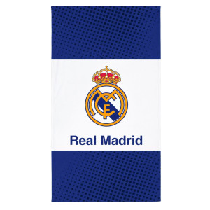 Licens Real Madrid håndkle - 100% bomull - Badehåndkle 70x140 cm - Blå og hvit