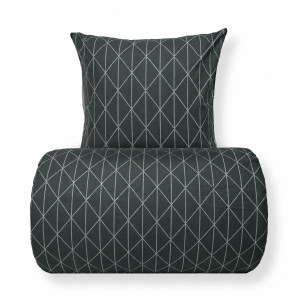 Borg Living Dobbelt sengetøy 200x200 cm - 100% bomull - Vendbart med grønt harlequin-design
