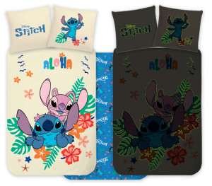 Licens Stitch sengetøy - 100 % bomull - Juniorsengesett 100x140 cm - Selvlysende