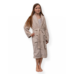 Nordstrand Home Morgenkåpe str. 12-14 år - Myk fleece barnekåpe - Sand