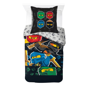 Licens LEGO Ninjago sengetøy - 100% bomull - Barnesengetøy 140x200 cm - Svart LEGO sengetøy