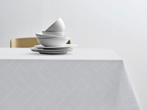 Södahl Damastduk - 100% damastvävd bomull - Tiles  - Vit