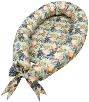 Müsli Babynest -  - By green cotton - 75x40 cm - Fern buttercream - Blommotiv