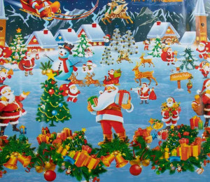 Borg Living Julvaxduk - 140 cm bred - Vaxduk med julmotiv - Julduk med jultomtar