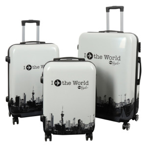 Borg Living Resväska - Resväska med motiv - I Love The World vit - Hardcase lättviktsresväska