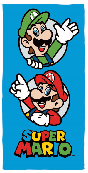 Licens Super Mario handduk - 70x140 cm - 100% bomull - Mjuk badhandduk med Mario och Luigi