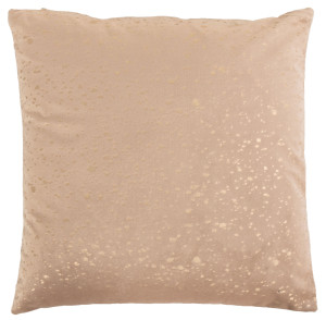 Borg Living Prydnadskudde - 45x45 cm - Beige färgad med guldtryck - Soffkudde med mjuk velour-look -