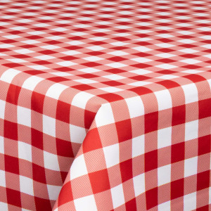 Borg Living Textil vaxduk med akrylbeläggning - Check red - 140 cm bred - På metervara
