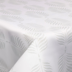 Borg Living Textil vaxduk med akrylbeläggning - Leaf light grey - 140 cm bred - På metervis