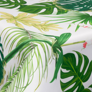 Borg Living Textil vaxduk - 140 cm bred - Stora gröna blad - Vaxduk med akrylbeläggning