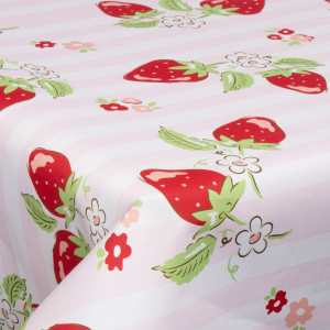 Borg Living Textil vaxduk med akrylbeläggning - Strawberry Dream - 140 cm bred - På metervara
