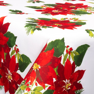 Borg Living Textil vaxduk - 140 cm bred - Julduk - Christmas Star Flower - Vaxduk med akrylbeläggning