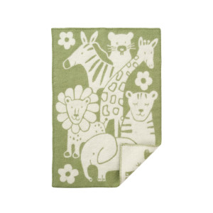Klippan Barnpläd i ull - 65x90 cm - 100% ekologisk lammull - Picnic Green Kids