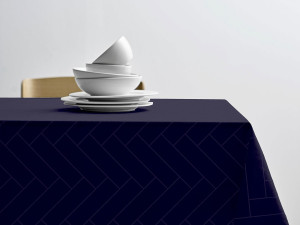 Södahl Damastduk 140x270 - 100% damastvävd bomull - Tiles  - Blå