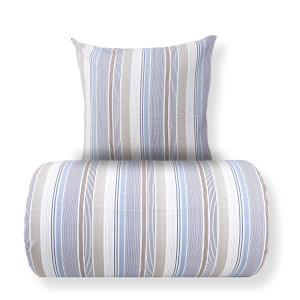 By Night Dubbelt bäddset 240x220 cm - Kreppsängkläder - 100% bomullskrepp - Blårandigt