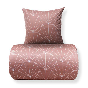 Borg Living Sängkläder dubbeltäcke - 200x200 cm - Vändbar design i 100% bomullssatin - Hexagon peach - Bäddset från By Night
