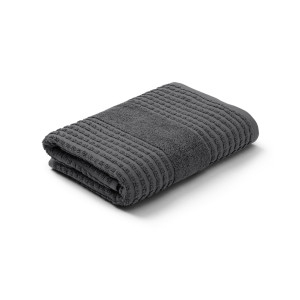 JUNA handduk - 100% ekologisk bomull - 50x100 cm - Check mörkgrå