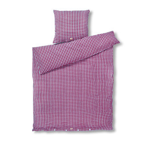 JUNA sängkläder 140x200 cm - 100% ekologisk bomull - Kreppsängkläder fuchia