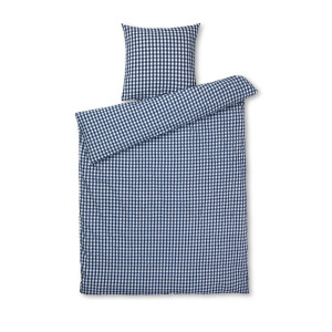 JUNA sängkläder 140x200 cm - 100% ekologisk bomull - Kreppsängkläder mörkblå