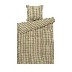 JUNA sängkläder 140x220 cm - 100% ekologisk bomull - Kreppsängkläder grön