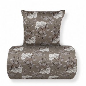In Style Dubbelt påslakanset 200x220 cm - Satin - Brunt vändbart blommönster