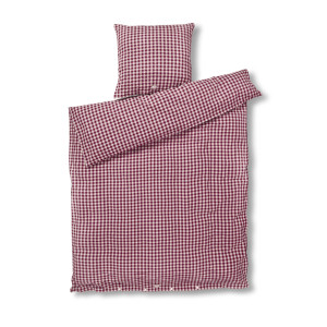 JUNA sängkläder 140x200 cm - 100% ekologisk bomull - Kreppsängkläder plommon/rosa