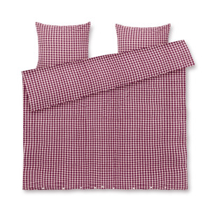 JUNA dubbelt påslakan 200x220 cm - 100% ekologisk bomull - Kreppsängkläder plommon/rosa