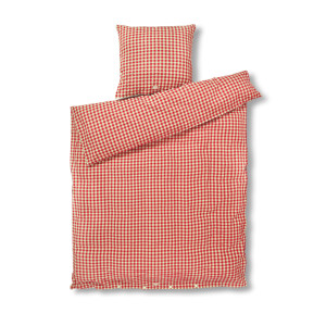 JUNA sängkläder 140x200 cm - 100% ekologisk bomull - Kreppsängkläder röd