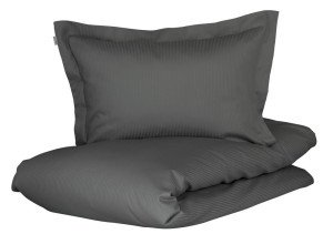 Turiform Junior sängkläder 100x140 cm - 100% ekologisk bomullssatin - Mörkgrå jacquardvävda ränder