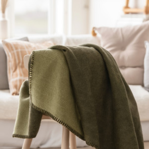Nordstrand Home Exklusiv ullpläd - 100% ull - 140x200 cm - Extra kraftig kvalitet - Oslo Grön