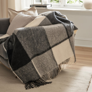 Nordstrand Home Ullpläd - 100% ull - 130x200 cm - Oslo Peat svart