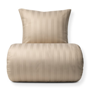Nordstrand Home Bambu sängkläder - 140x220 cm - 100% naturligt bambu - Sandfärgad, jacquardvävt bäddset med ränder