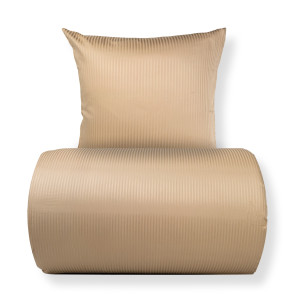 By Borg Bäddset 140x200 cm - egyptisk bomull - beige jacquardvävda ränder