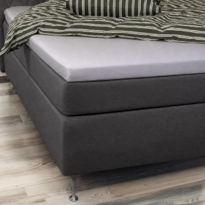 Borg Living Formsytt lakan 90x200x8 cm - 100 % ekologisk bomullssatin - Grå - GOTS-certifierat lakan till bäddmadrass