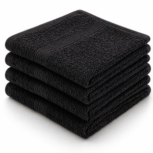 By Borg Bomullstvättlappar - 100% bomull - Tvättlappar 30x30 cm - 4-pack - Magnolia - Antracit