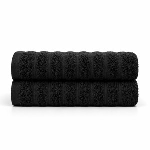Borg Living Bomullshanddukar - 100% kammad bomull - Badhanddukar 70x140 cm - 2-pack - Svart