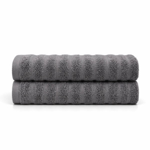 Borg Living Bomullshanddukar - 100% kammad bomull - Badhanddukar 70x140 cm - 2-pack - Mörkgrå