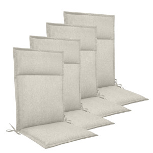 Nordstrand Home Trädgårdskuddar till positionsstol 4 st. - Lyxiga kuddar 5 cm skum - Beige trädgårdskuddar med hög rygg - Slitstarkt UV-resistent