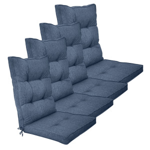 Nordstrand Home Exklusiva trädgårdskuddar till positionsstol 4 st. - Extra mjuka 7 cm tjocka lyx trädgårdskuddar till hög stolrygg - Modern button