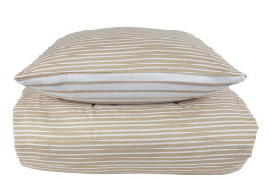 Borg Living Sängkläder 140x220 cm - Vändbart design i 100% bomullssatin - Narrow Lines sand - Bäddset från By Night