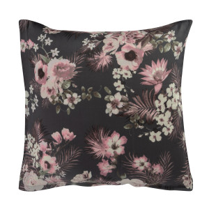 Borg Living Kuddfodral 60x63 cm - Vändbar design i 100% bomullssatin - Flowers &amp; Dots grå - Från By Night